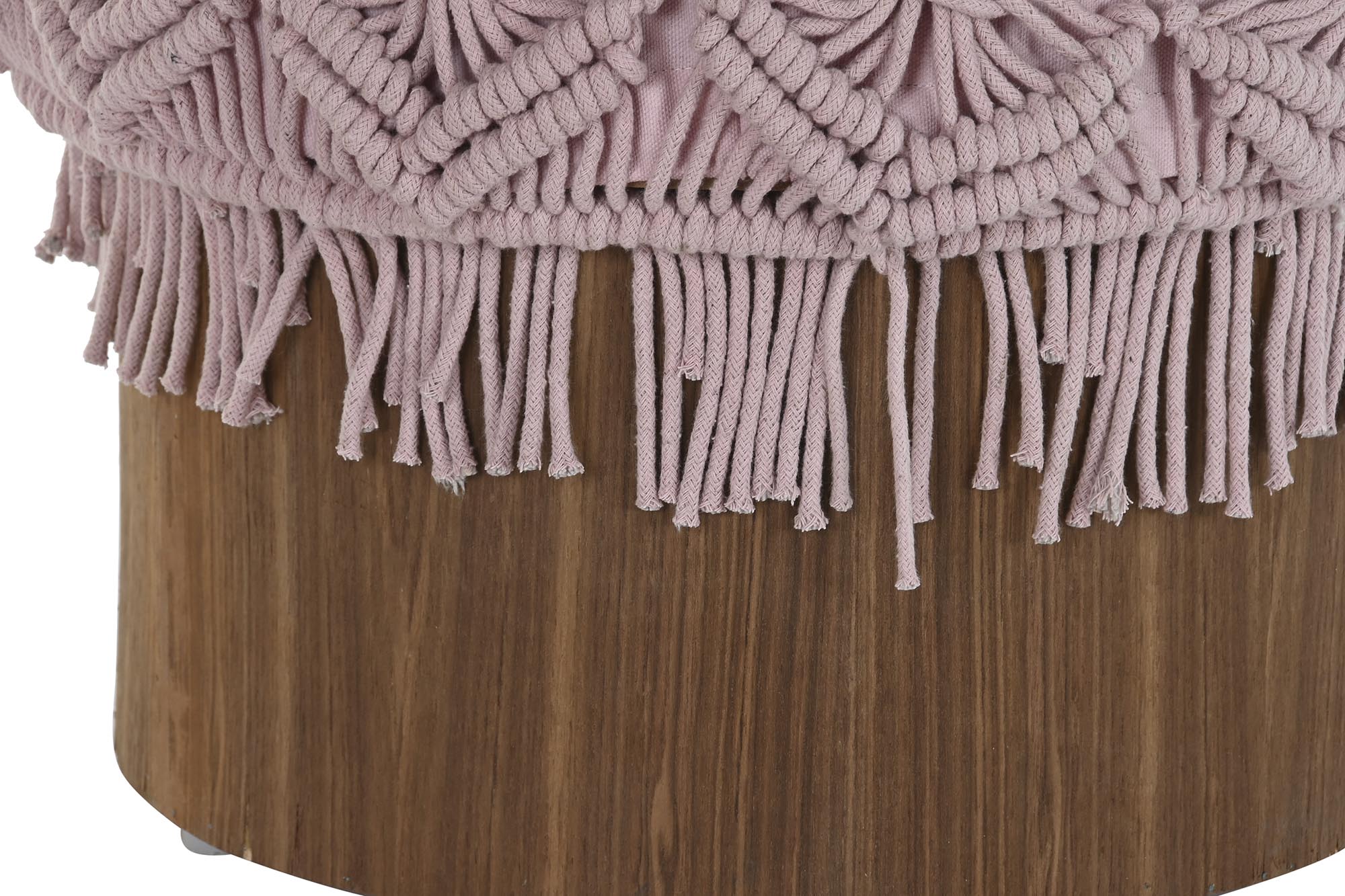 Reposapiés de algodón y madera con macramé 43 × 43 × 51 cm - Imagen 3